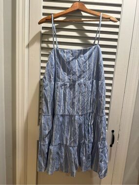 Almost Famous Blue and White Striped Tiered Sundress